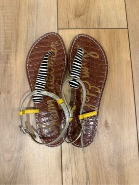 Sam Edelman GIGI leather sandals - zebra fur with gold & yellow details - size 9
